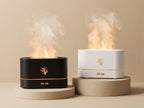 Flame effect aroma diffuser in a cozy room